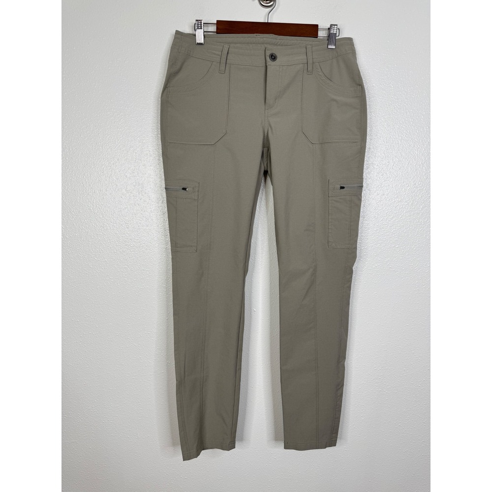 Kuhl Freeflex Cargo Pants Womens 10 Reg Sage Green Ripstop Hiking Tapered Leg